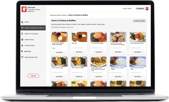 Browse the breakfast selection available on our corporate portal.